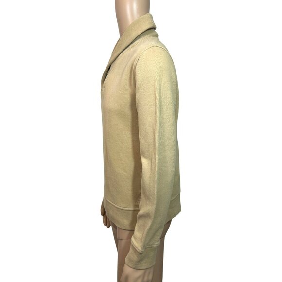 Nautica Men's Sweater Vtg Tan M  2-Button Cotton Shawl Collar Logo Long Sleeve - Picture 3 of 16